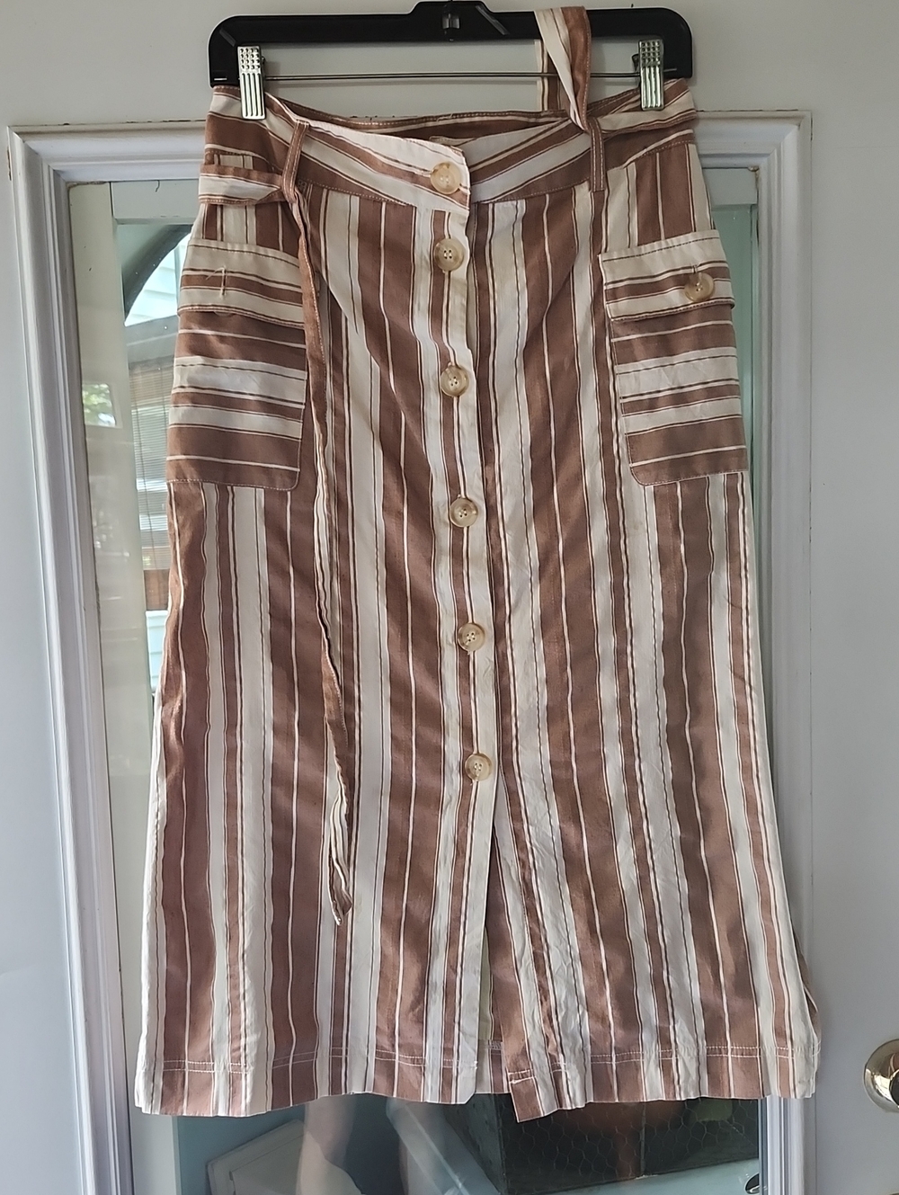 Hem And Thread Cotton Midi Skirt  Sz M